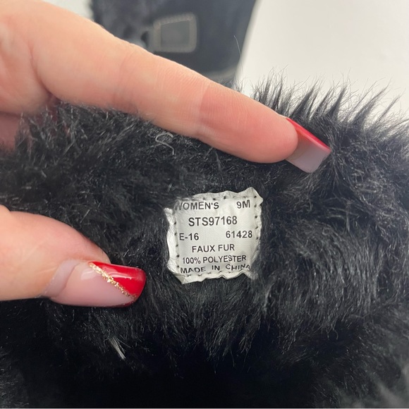 SPERRY Black Suede Faux Fur Powder Valley Vibram Sole Mid Calf Waterproof Boots - Picture 14 of 14